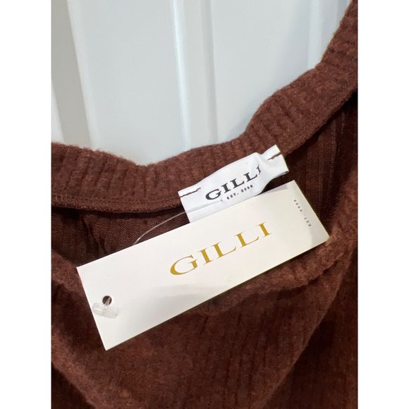 Gilli One Shoulder Ribbed Top Womens 1XL Brown Polyester Blend Casual Plus NEW - Picture 3 of 4